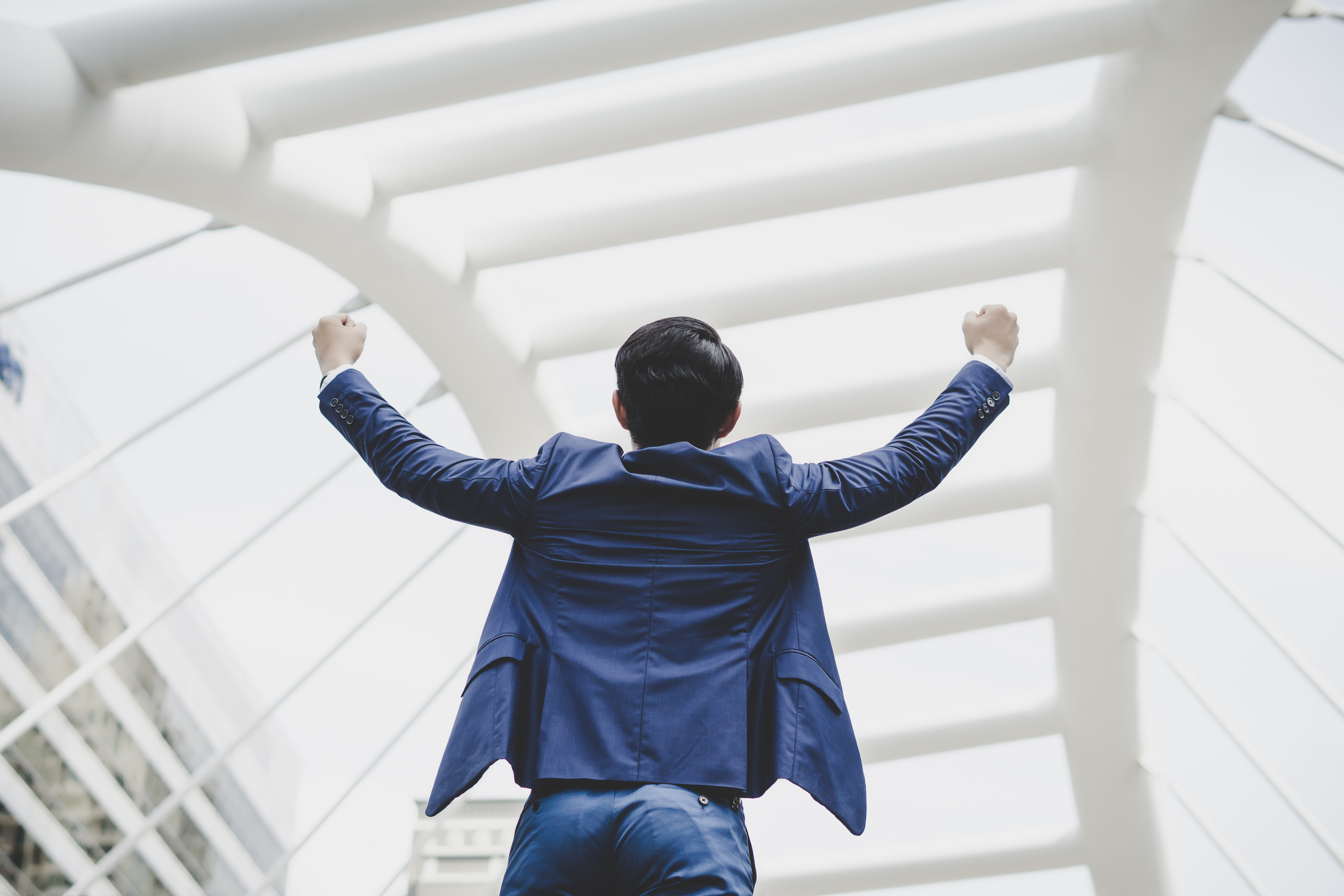 Successful professional celebrating career growth